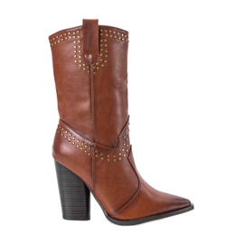 Bottes de cowboy marron avec tige Bora décorée brun