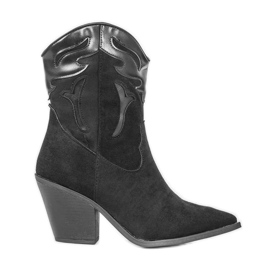 Bottes de cowboy noires avec une tige plus haute Hallie
