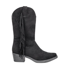Bottes de cowboy hautes noires de Bianca