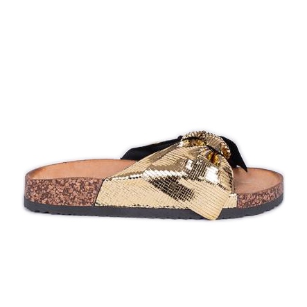 Chaussons Cher doré brillant d'or Chaussons Cher doré brillant d'or