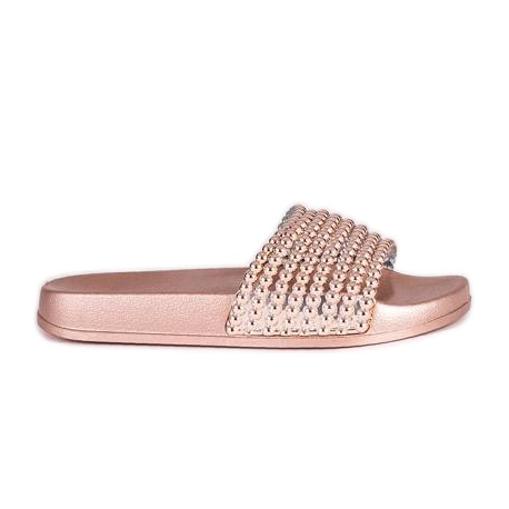Chaussons Jennya roses avec perles en caoutchouc