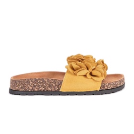 Chaussons moutarde aux fleurs d'Esperanza jaune