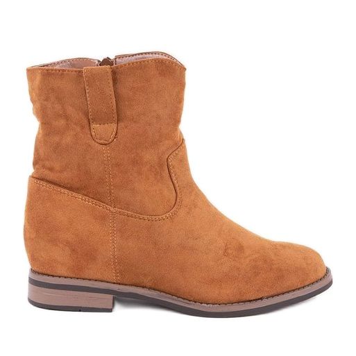 Bottines camel à talon compensé Buenna recouvert brun