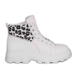 Bottines à imprimé léopard animal en blanc