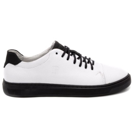 Polbut Chaussures en cuir pour hommes 2109 blanc avec noir