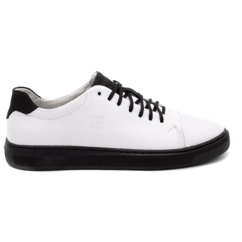 Polbut Chaussures en cuir pour hommes 2109 blanc avec noir blanche
