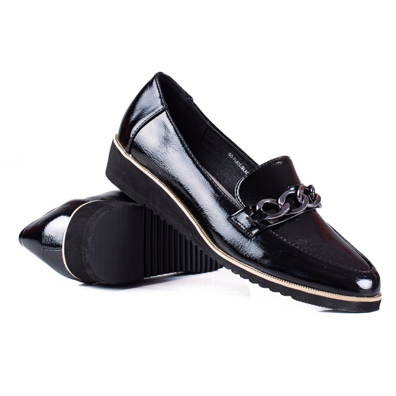Goodin Mocassins légers avec chaîne dorée le noir