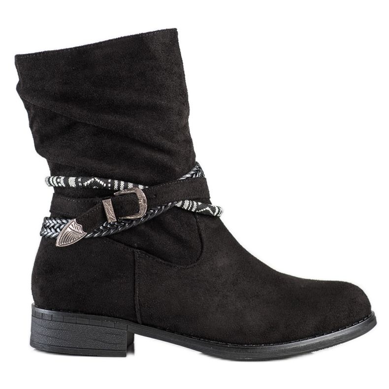 Anesia Paris Bottines en daim à rayures décoratives le noir