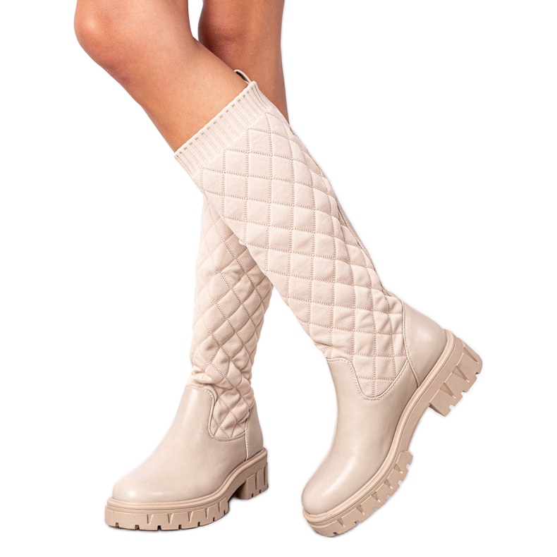 Seastar Bottes à plateforme matelassées beige