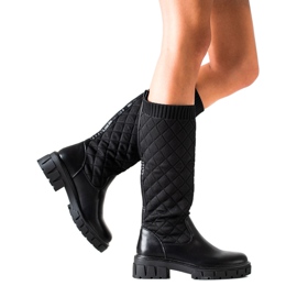 Seastar Bottes à plateforme matelassées noir