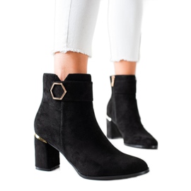 Goodin Bottines élégantes à empiècements dorés noir