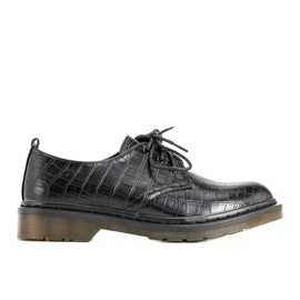 Black Oxfords dans le thème du cuir du crocodile le noir