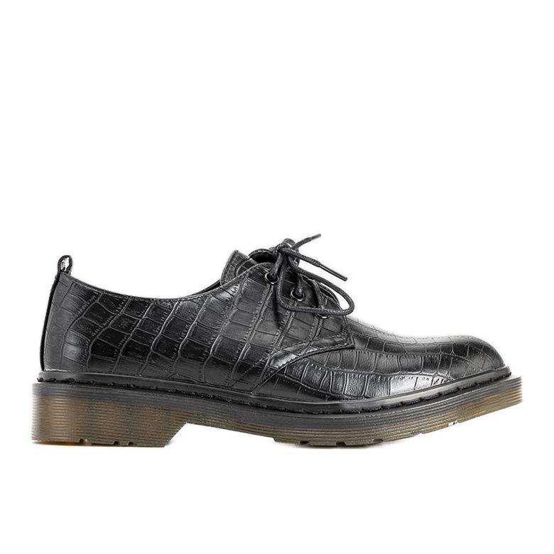 Black Oxfords dans le thème du cuir du crocodile le noir