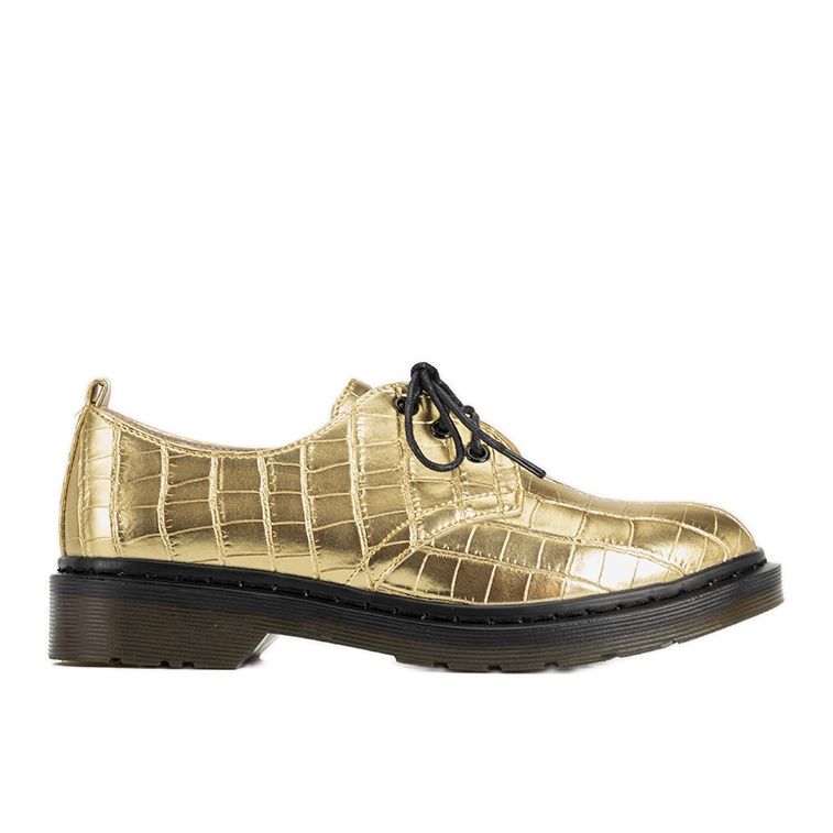 Richelieus dorés à motif peau de crocodile Flaure d'or