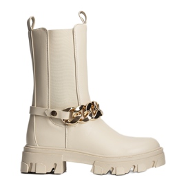 Boots beige avec chaîne Luce dorée