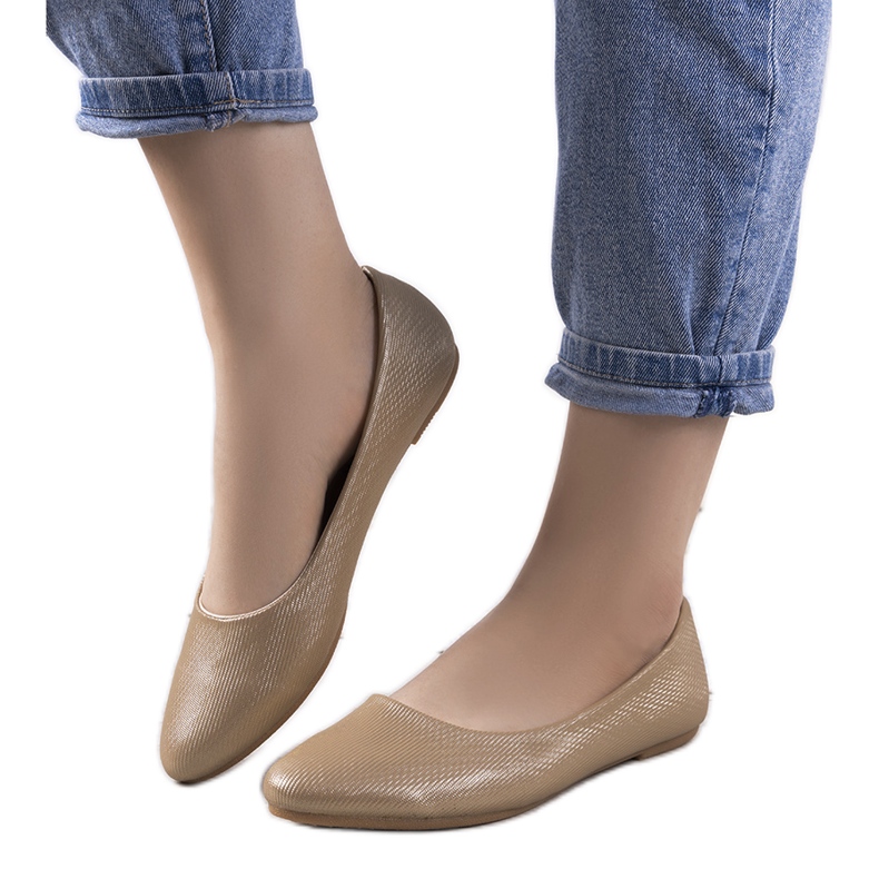 Ballerines Julie beige brillantes pour femme d'or Ballerines Julie beige brillantes pour femme d'or