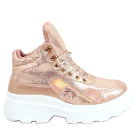 Champagne FA-3355 Chaussures de sport champagne avec sous-vêtement rose doré