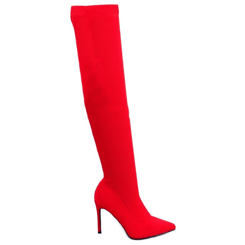 Bottines chaussettes rouges à talons aiguilles AT-0656-L Rouge