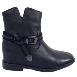 Bottines noires sur talon compensé caché HQ239 Noir