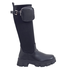 Bottes d'équitation avec un sac à main noir FH-8S10-1 Noir le noir