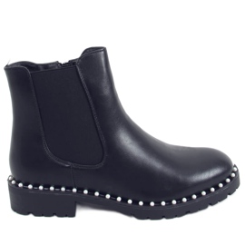 Bottines Chelsea noires avec perles HQ247 Noir le noir Bottines Chelsea noires avec perles HQ247 Noir le noir