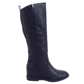 Bottines noires sur talon compensé caché HQ243 Noir