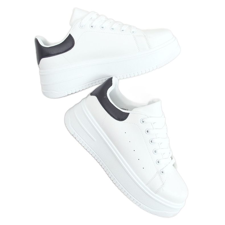 Baskets femme blanches T0YD8240-5 BLANC / NOIR