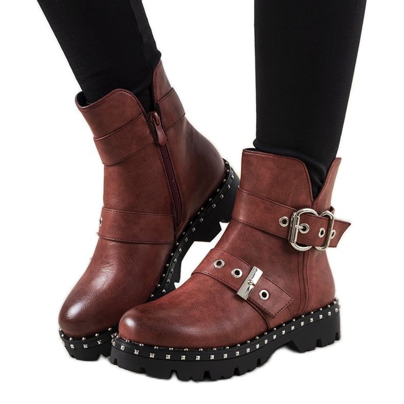 Bottines Berg femme bordeaux brun