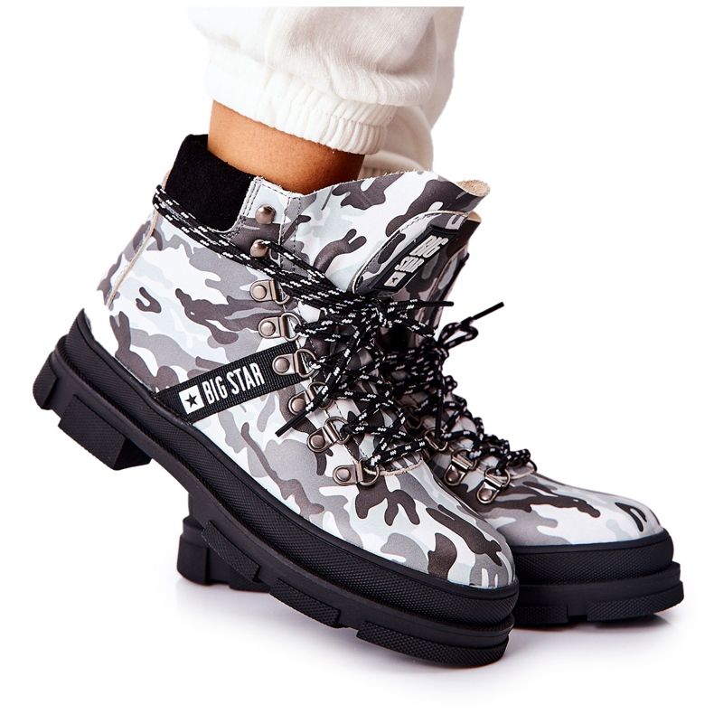 Bottes de trappeur en cuir Big Star II274368 Moro Noir blanche
