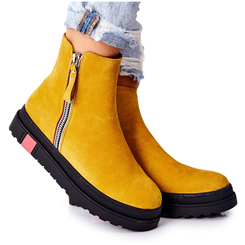 PS1 Bottines en daim Bottines Jodhpur sur la plate-forme Nessa jaune