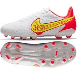 Nike Tiempo Legend 9 Club FG / MG Jr DA1331 176 chaussures de football jaune, blanc, multicolore blanche
