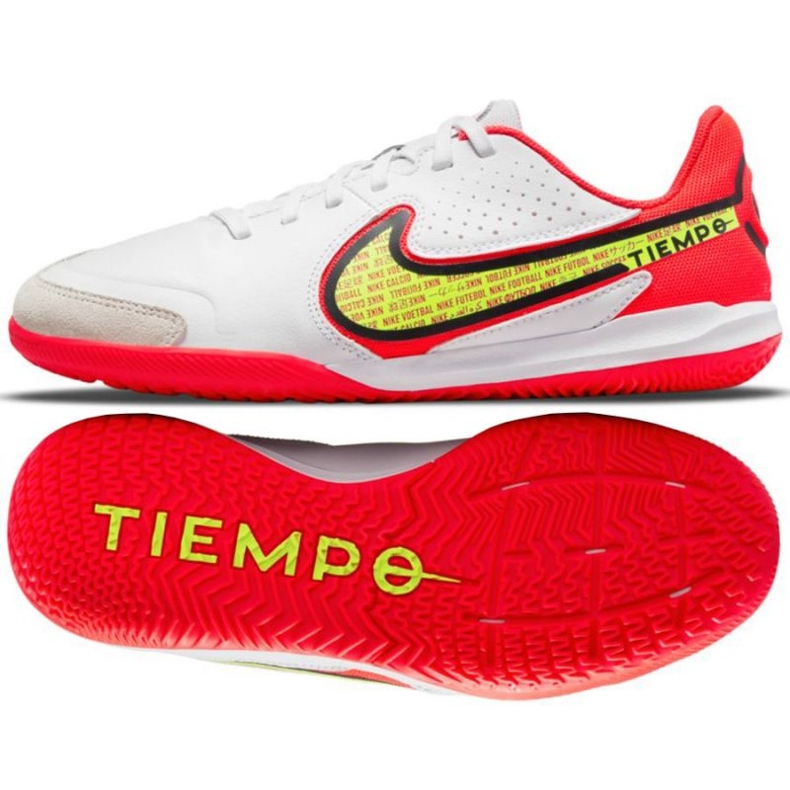 Nike Tiempo Legend 9 Academy Ic Jr DA1329 176 chaussures de football jaune, blanc, multicolore blanche