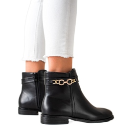 Goodin Bottes avec une chaîne en or le noir