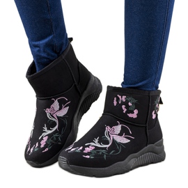 Bottes de neige noires avec broderie Jamil