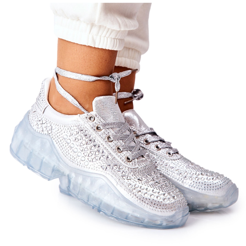 Chaussures De Sport Avec Cubic Zirconia Lu Boo Argent