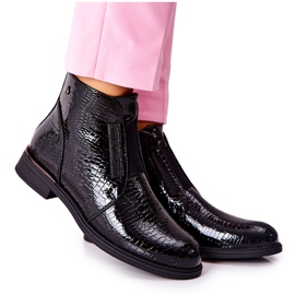 Bottines Laquées À Talons Hauts Sergio Leone BT400 Noir