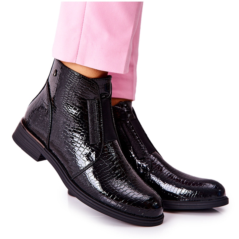 Bottines Laquées À Talons Hauts Sergio Leone BT400 Noir le noir