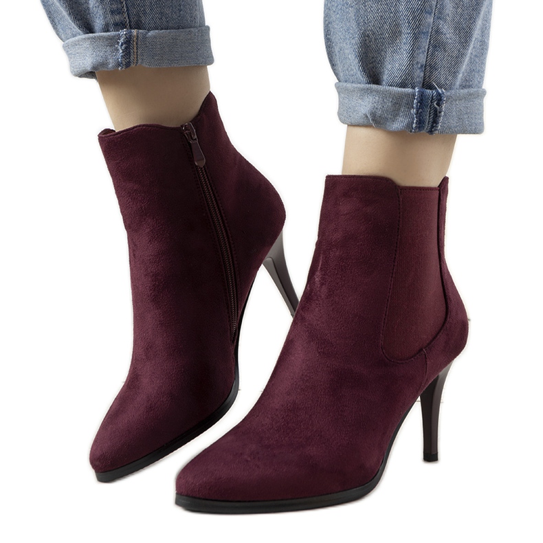 Boots bordeaux sur talon Varela rouge