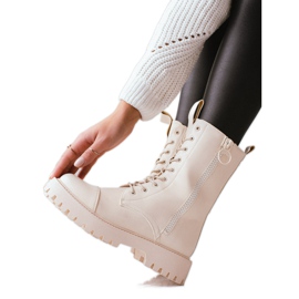 TRENDI Bottes de combat beiges classiques