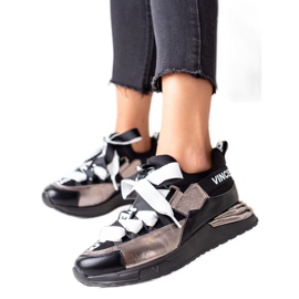 Baskets nouées avec ruban VINCEZA noir doré