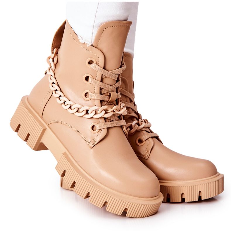 FB2 Bottes Cuir Travailleurs Beige Izzy brun kaki