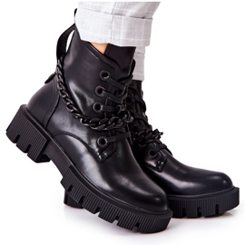 FB2 Bottes en cuir Workers Black Izzy le noir