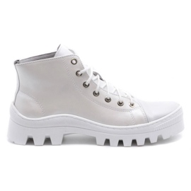 Polbut Bottines femme en cuir D1 blanc avec dessous blanc blanche