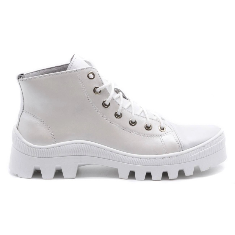Polbut Bottines femme en cuir D1 blanc avec dessous blanc blanche