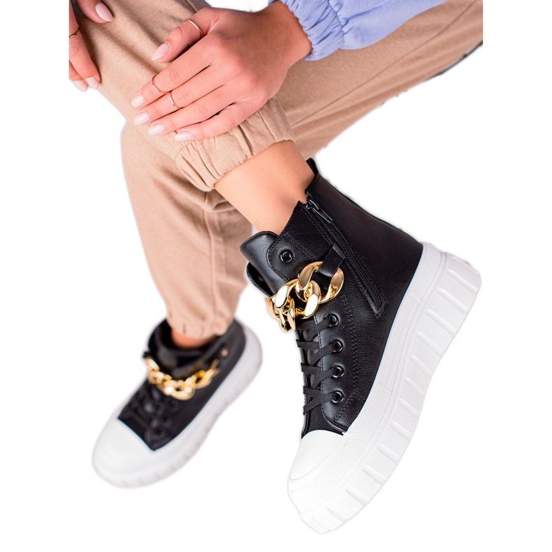 Seastar Baskets montantes avec chaîne le noir Seastar Baskets montantes avec chaîne le noir