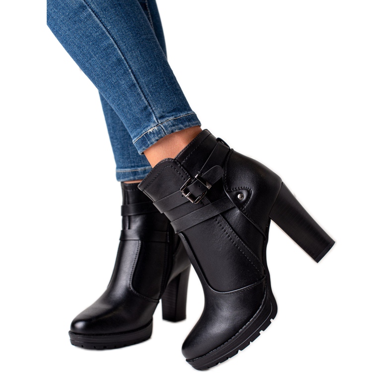 Lovery Bottes noires à talons hauts le noir