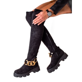 Seastar Bottes hautes en daim avec ornement le noir