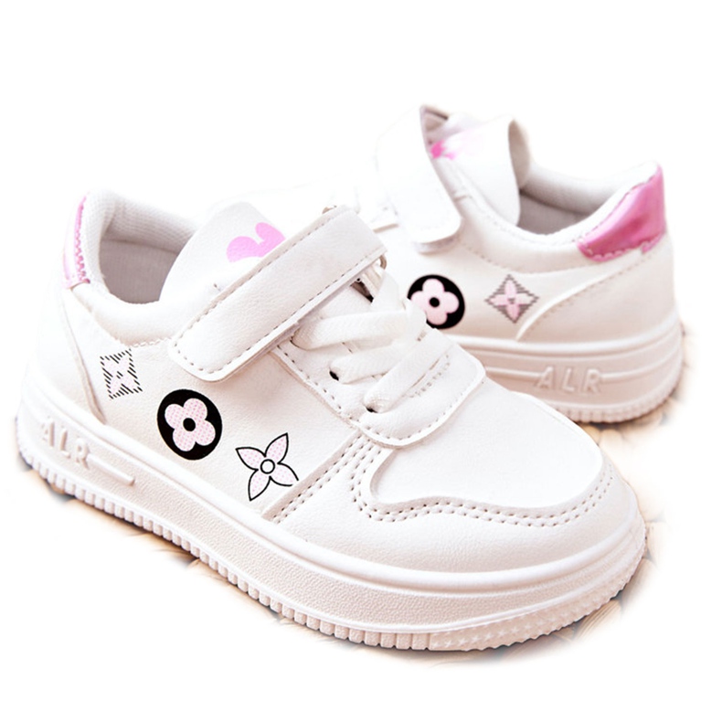 Chaussures de sport pour enfants avec velcro en blanc et rose Aletris blanche