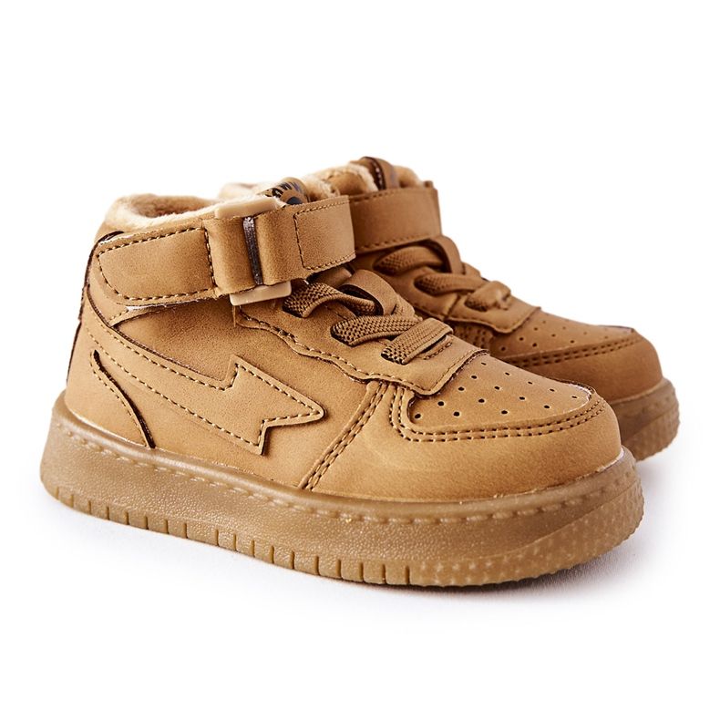 PA1 Chaussures de Sport Hautes Chaudes Enfant Camel Clafi brun