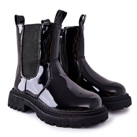 FR1 Bottines Enfant Chaud Laqué Noir Aletris